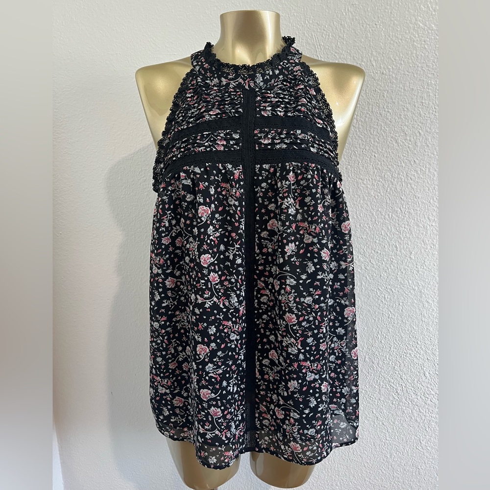 Maeve Floral Halter Top in Black